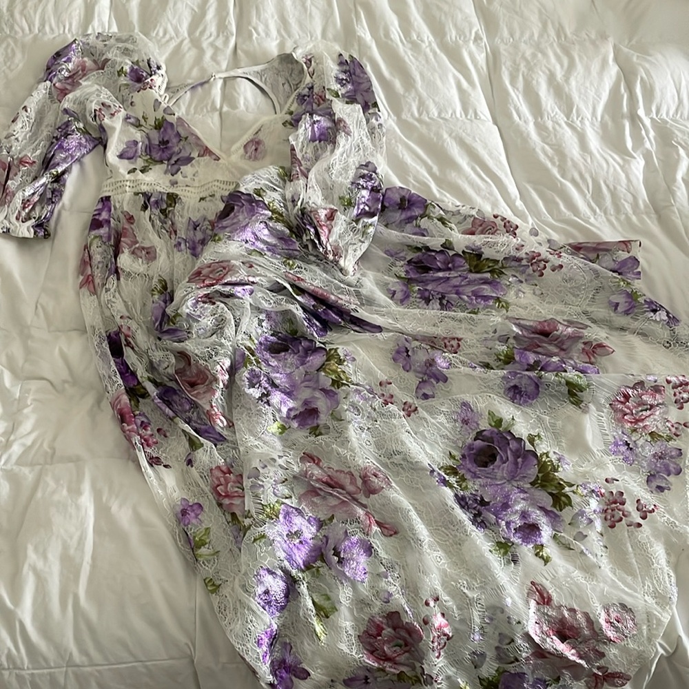 For Love And Lemons Wildflower Foil Maxi Dress